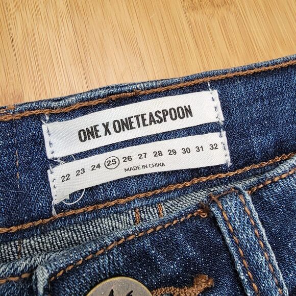 ONE TEASPOON VINTAGE INDIGO HIGH WAIST SKINNY Stretch JEANS FREEBIRD II 25 - Picture 3 of 5